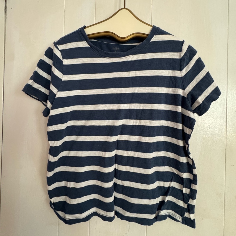 ANA Striped Blue and White T-Shirt - Medium